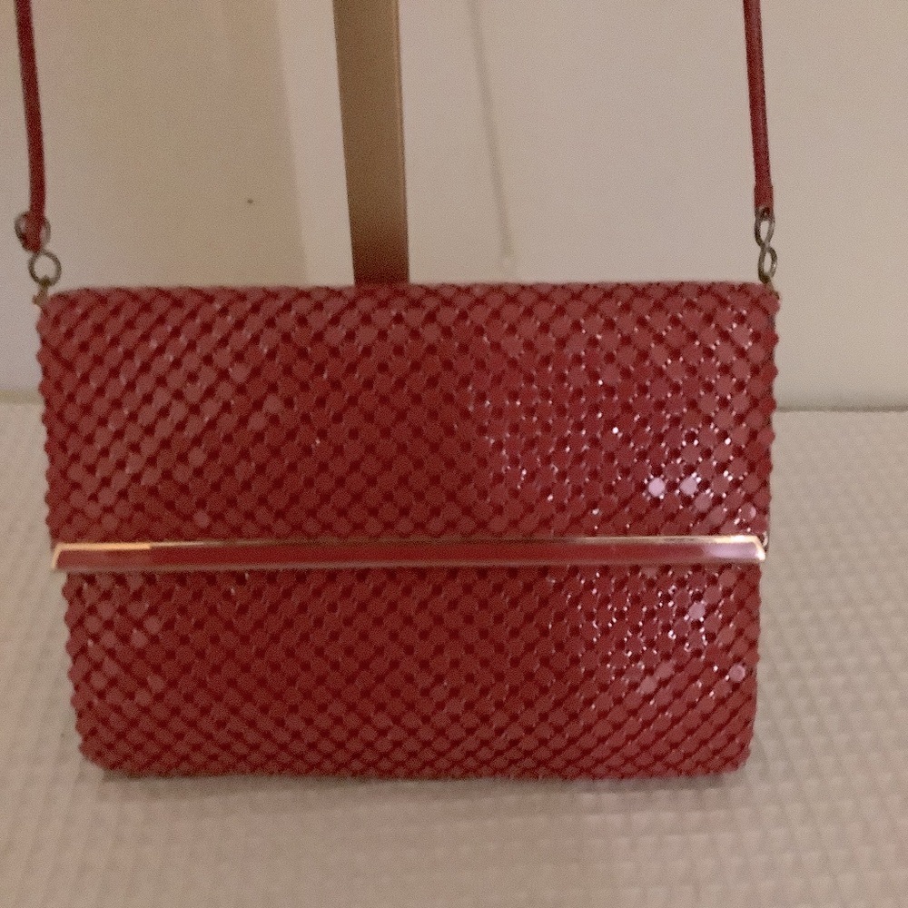 Red Handbag Vintage 6 x 4 inches with hideaway strap